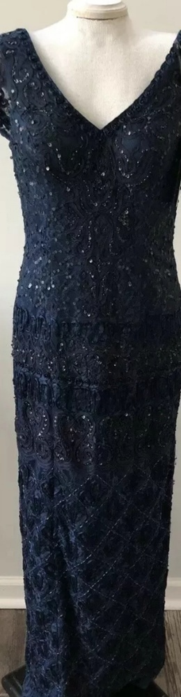 Sue wong navy size 10 beaded gown dress navy blue